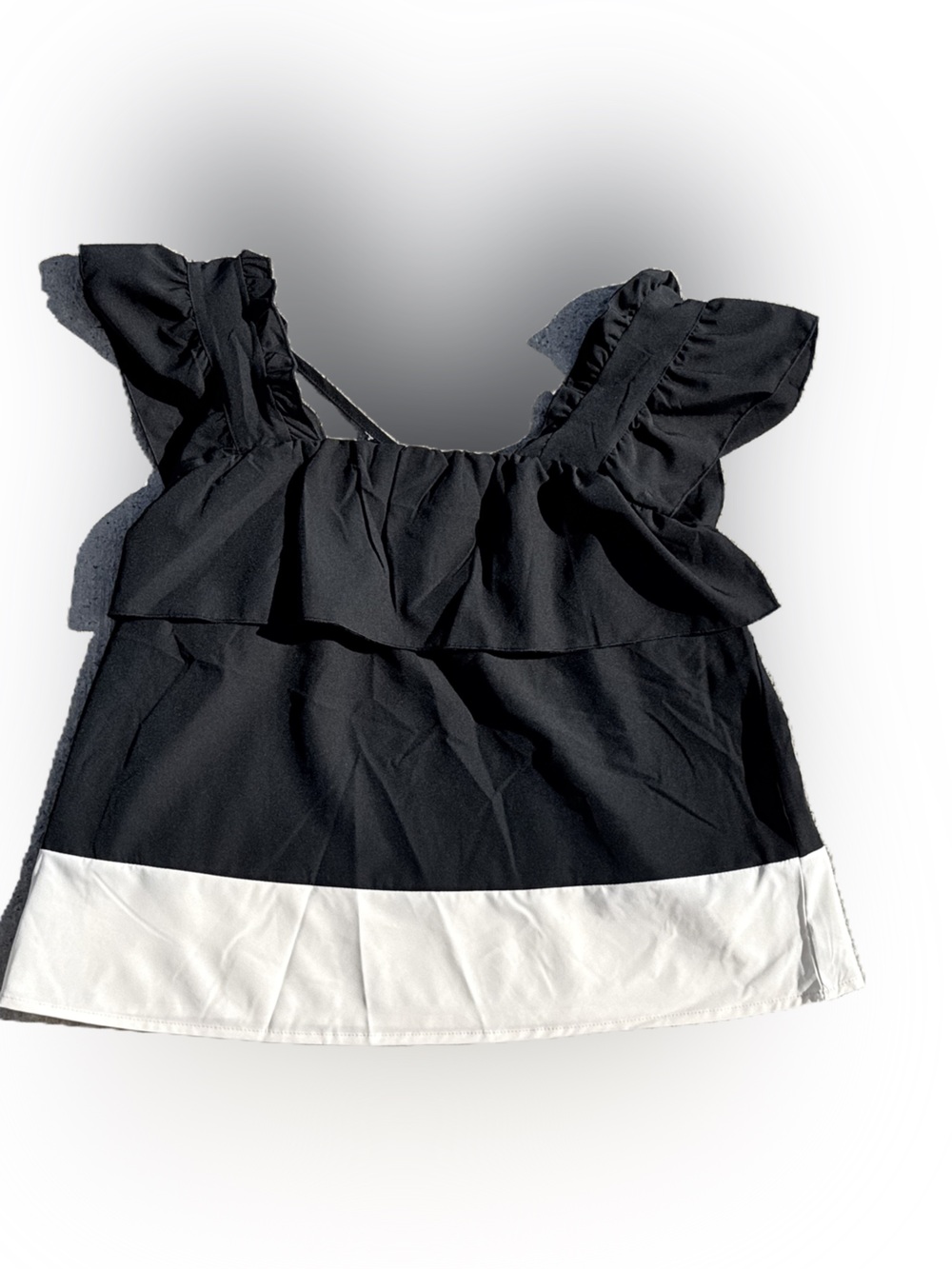 Black and White Ruffle Shoulder Dress